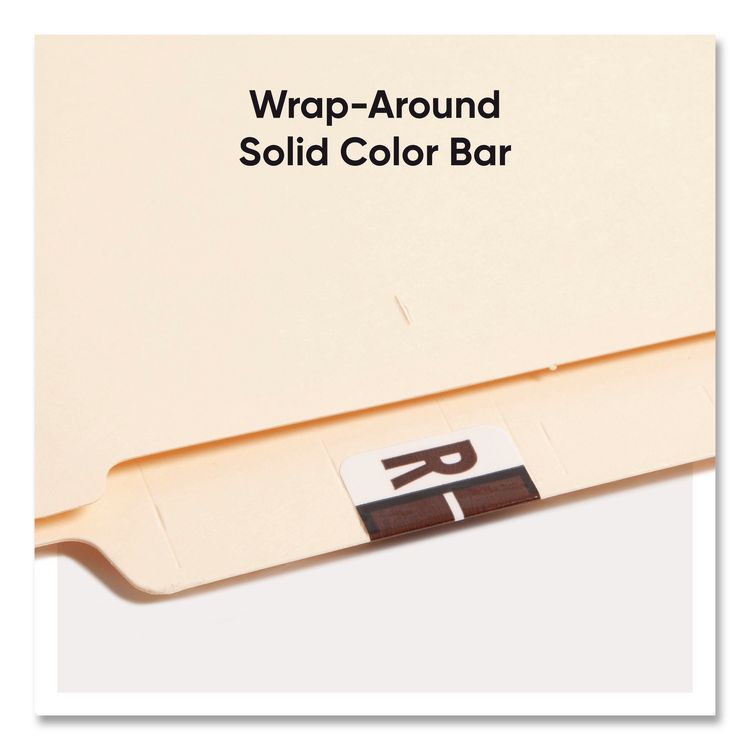 A-Z Color-Coded End Tab Filing Labels, R, 1 x 1.25, White, 500/Roll