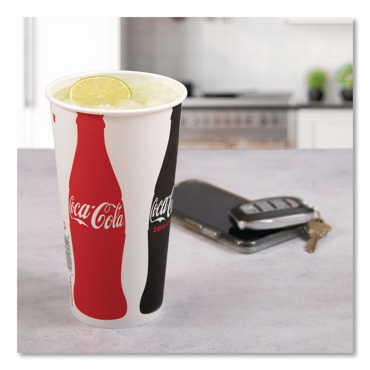 Double Sided Poly Paper Cold Cups, 28 oz to 32 oz, Coca-Cola Design, 40/Pack, 12 Packs/Carton