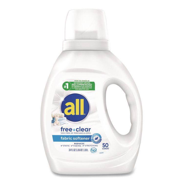 Free Clear Liquid Fabric Softener, Fragrance-Free, 34 oz Bottle, 6/Carton