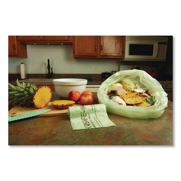 EcoSafe-6400 Bags, 13 gal, 0.85 mil, 24" x 30", Green, 45/Box