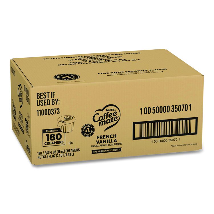 Liquid Coffee Creamer, French Vanilla, 0.38 oz Mini Cups, 180/Carton
