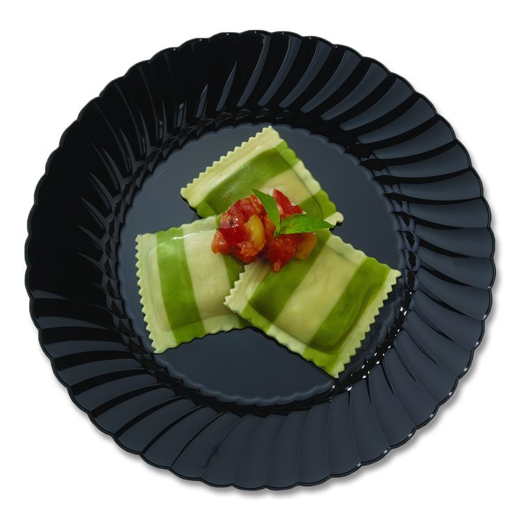 Classicware Plastic Plates, 6" dia, Black, 10/Pack, 18 Packs/Carton