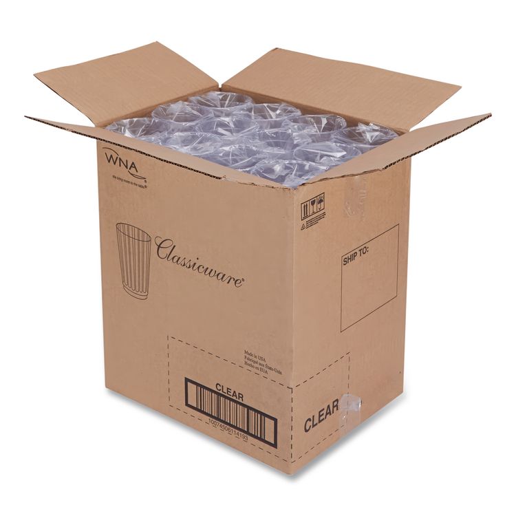 Classic Crystal Plastic Tumblers, 12 oz, Clear, Fluted, Tall, 20/Pack, 12 Packs/Carton