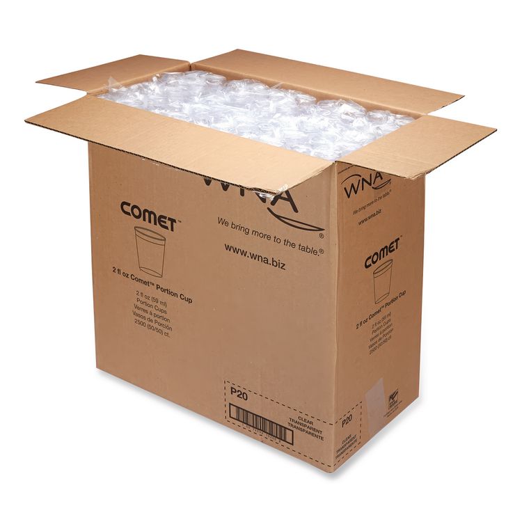 Comet Plastic Portion/Shot Glass, 2 oz, Clear, 50/Pack, 50 Packs/Carton