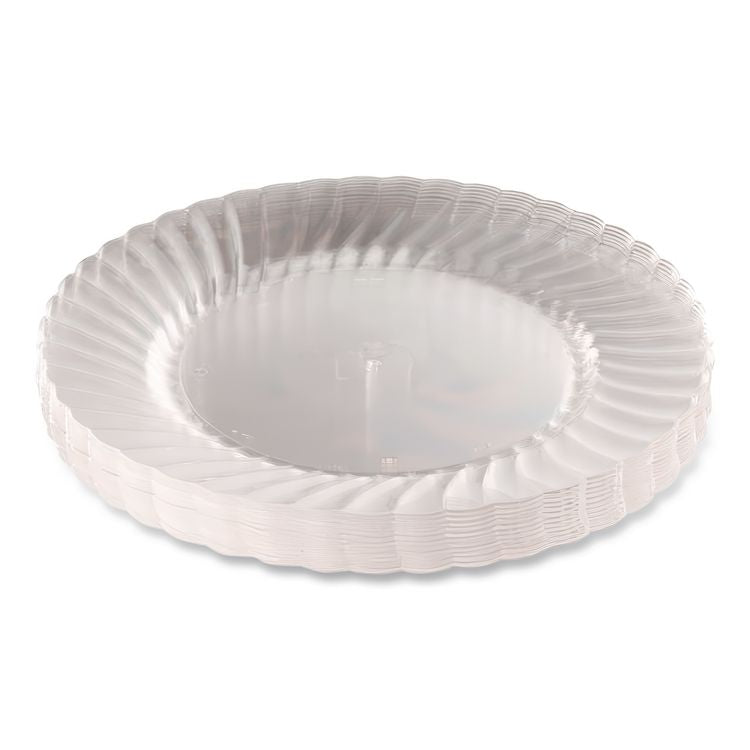 Classicware Plastic Dinnerware Plates, 10.25" dia, Clear, 12/Pack