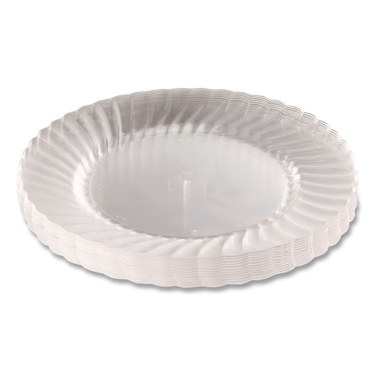 Classicware Plastic Plates, 6" dia, Clear, 12/Pack, 15 Packs/Carton