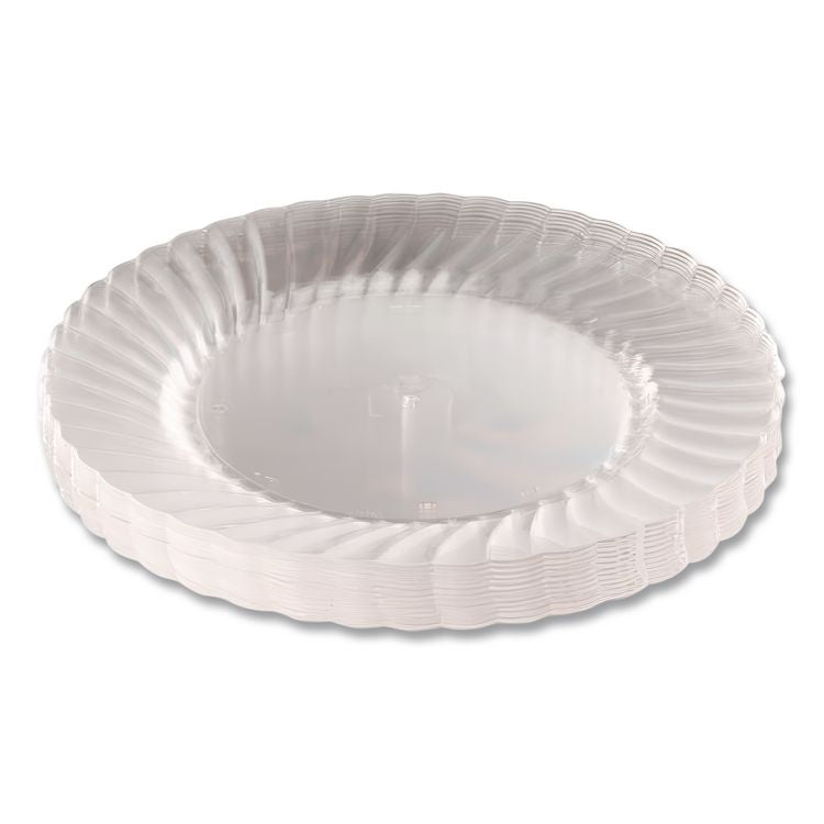 Classicware Plates, Plastic, 10.25" dia, Clear, 12/Bag, 12 Bags/Carton