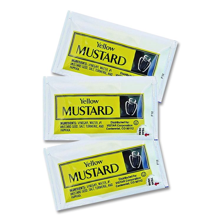 Condiment Packets, Mustard, 0.16 oz Packet, 200/Carton