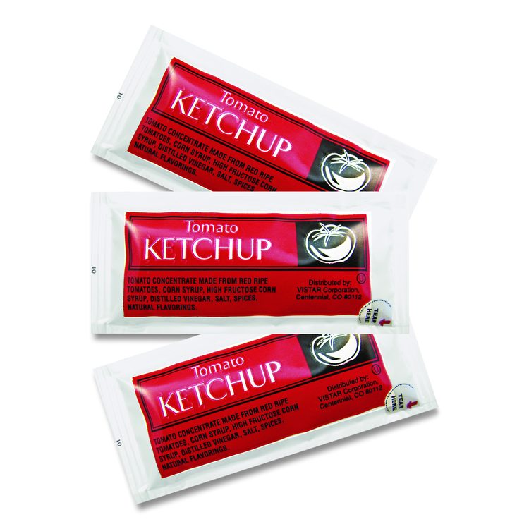 Condiment Packets, Ketchup, 0.25 oz Packet, 200/Carton