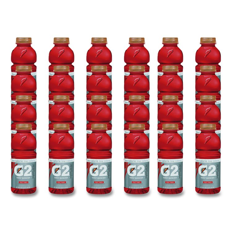 G2 Perform 02 Low-Calorie Thirst Quencher, Fruit Punch, 20 oz Bottle, 24/Carton