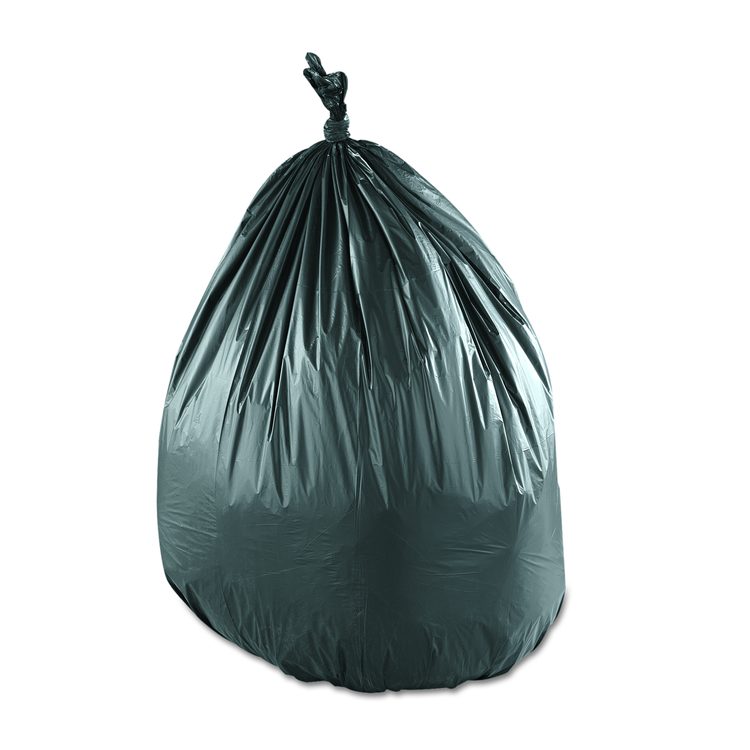 Low-Density Commercial Can Liners, 33 gal, 0.9 mil, 33" x 39", Black, Interleaved Roll, 25 Bags/Roll, 6 Rolls/Carton