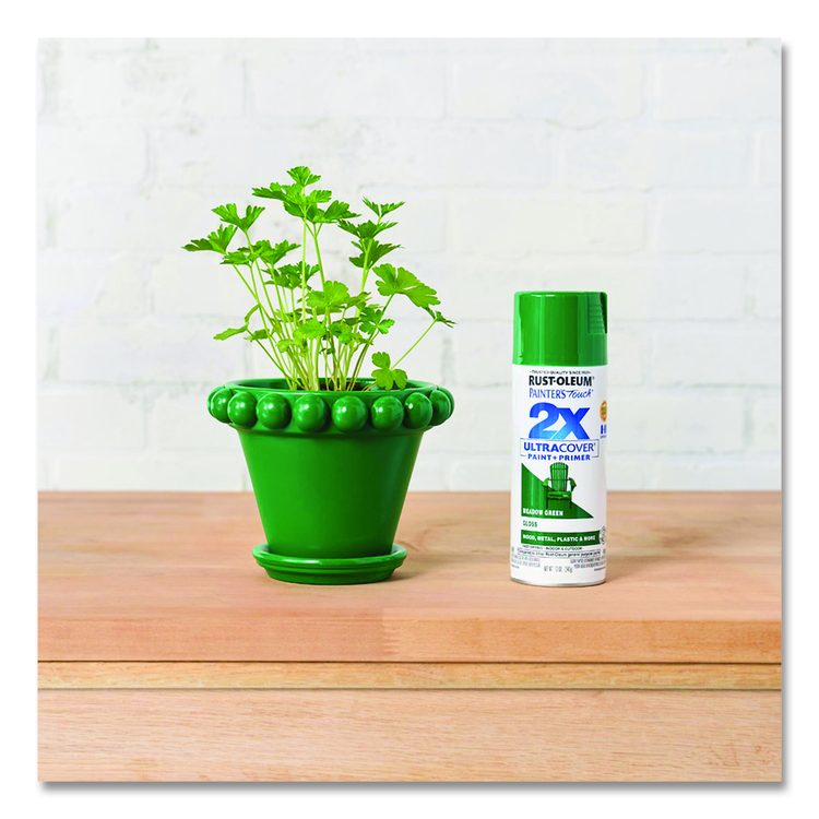 Painter's Touch 2X Ultra Cover Spray Paint, Gloss Meadow Green, 12 oz Aerosol Can, 6/Carton