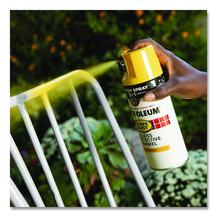 Stops Rust Spray Paint, Gloss Yellow, 12 oz Aerosol Can, 6/Carton
