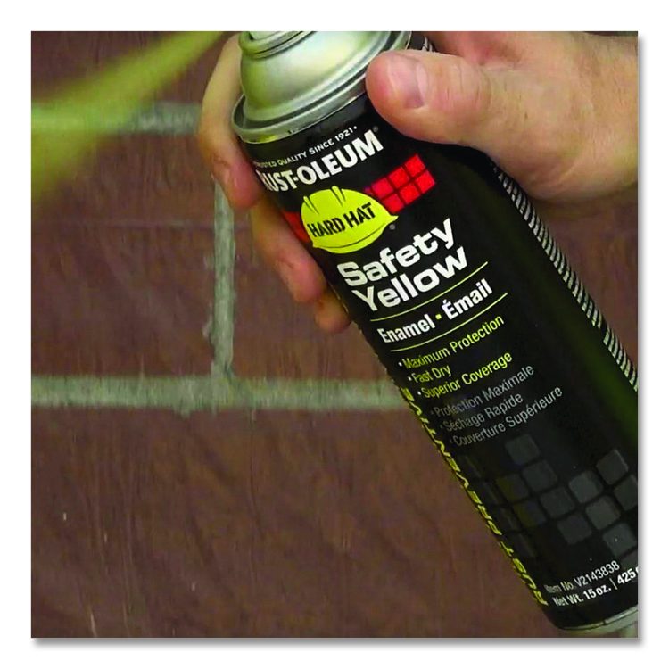 Hard Hat High Performance V2100 System Rust Preventive Enamel Spray Paint, Gloss Equipment Yellow,15 oz Aerosol Can, 6/Carton