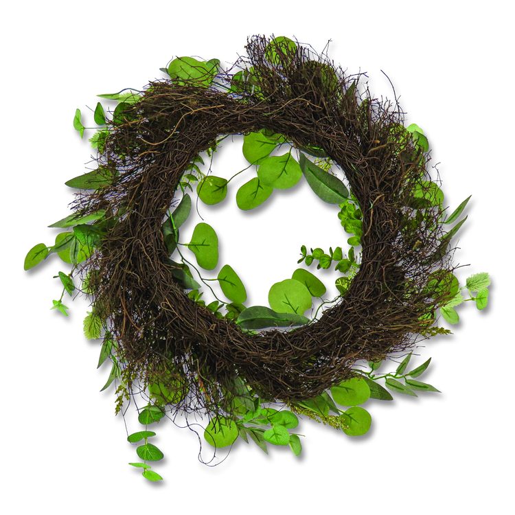 Eucalyptus and Baby's Breath Spring Wreath, 22" Diameter x 5" h, Green