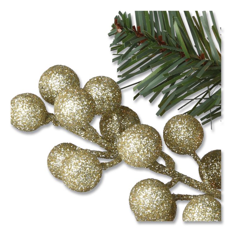 Pre-Lit Glittery Pine Pomegranate Garland, AC Powered, Clear Incandescent Lights, 108" Long, Green