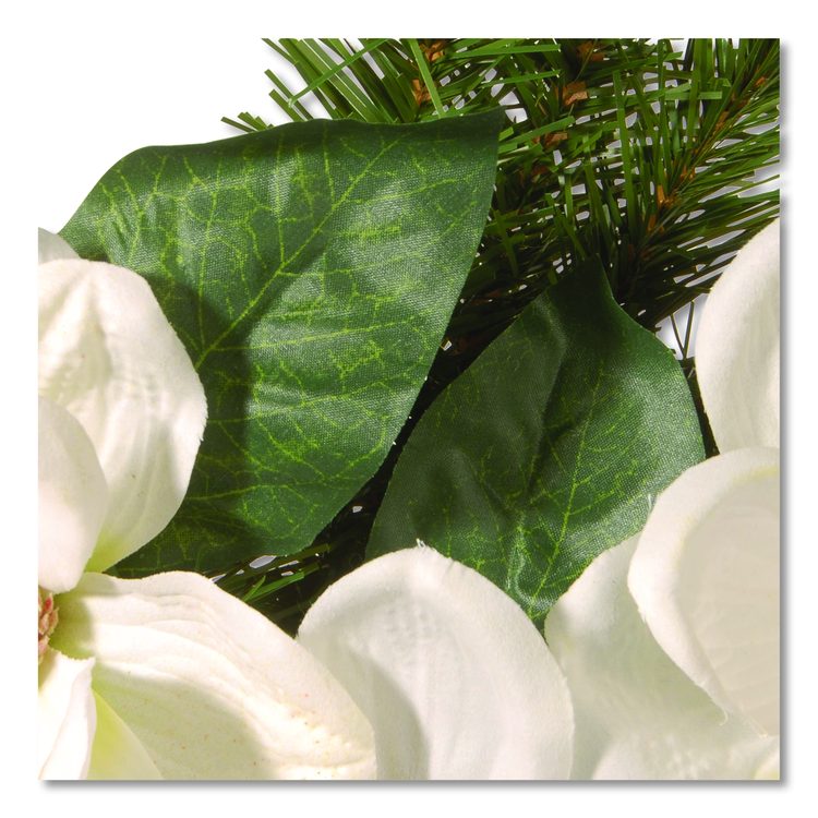 North Valley Spruce Magnolia Wreath, 24" Diameter x 3.5"h, White