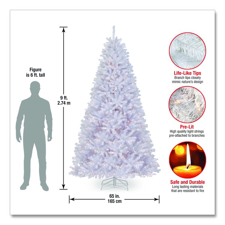 Pre-Lit North Valley Spruce White Tree, 65" x 65" x 108", White Tree, White Tree Stand