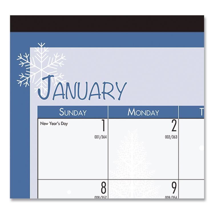Recycled Desk Pad Calendar, Illustrated Seasons Artwork, 18.5 x 13, Black Binding/Corners,12-Month (Jan to Dec): 2026