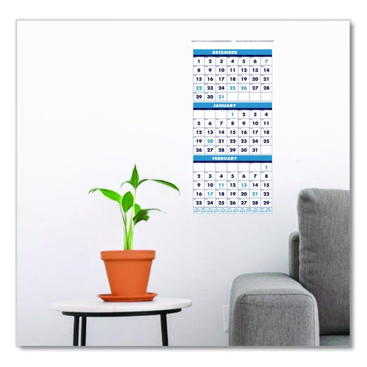 Recycled Three-Month Format Wall Calendar, Vertical Orientation, 12.25 x 26, White Sheets, 14-Month: Dec 2025 to Jan 2027