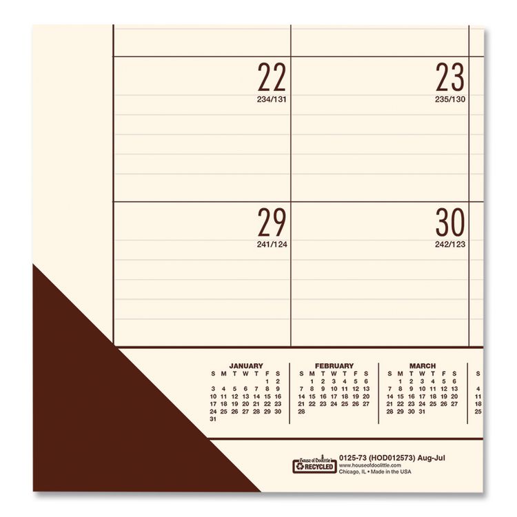 EcoTones Recycled Monthly Desk Pad Calendar, 22 x 17, Moonlight Cream Sheets, Brown Corners, 12-Month (Jan to Dec): 2026