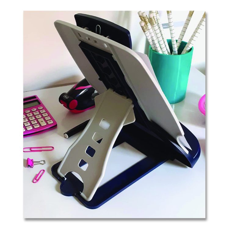 InSight Adjustable Book/Copyholder, Holds Up to 50 Legal Size Sheets, Metal, Midnight Blue/Gray