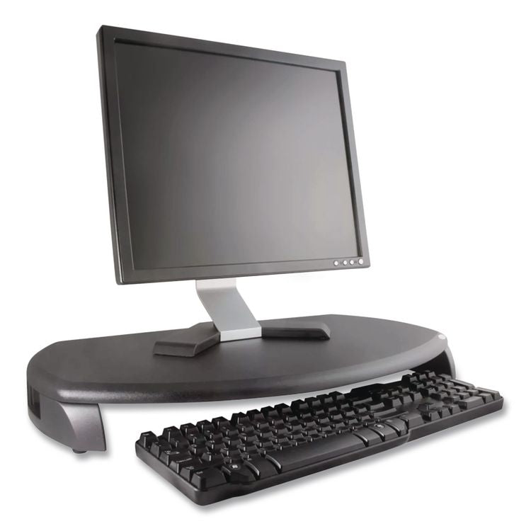 CRT/LCD Stand with Keyboard Storage, 23" x 13.25" x 3", Black, Supports 80 lbs