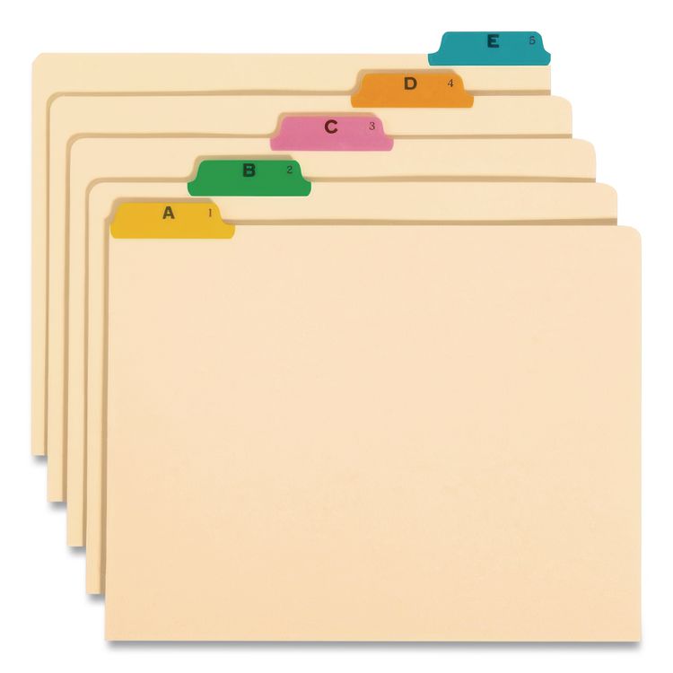 Alphabetic Top Tab Indexed File Guide Set, 1/5-Cut Top Tab, A to Z, 8.5 x 14, Manila, 25/Set