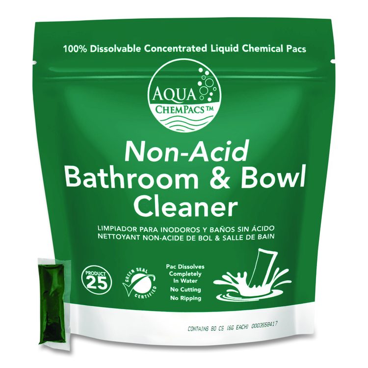 Aqua ChemPacs Non-Acid Bathroom and Bowl Cleaner, Lavender Scent, 6 g Packets, 80 Chem Pacs/Pack, 4 Packs/Carton