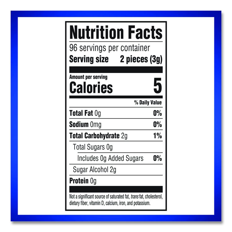 Sugarless Gum, Peppermint Flavor, 16 Pieces/Pack, 12 Packs/Carton