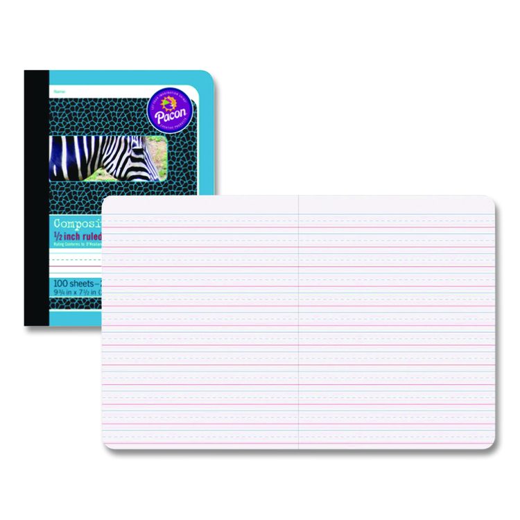Primary Composition Book, D'Nealian 1-3, Zaner-Bloser 2, Manuscript Rule (1/2"), Blue/Black Cover, (100) 9.75 x 7.5 Sheets