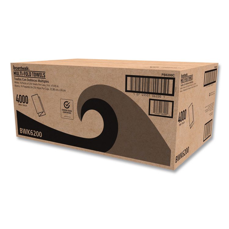 Multifold Paper Towels, 1-Ply, 9 x 9.45, White, 250 Towels/Pack, 16 Packs/Carton