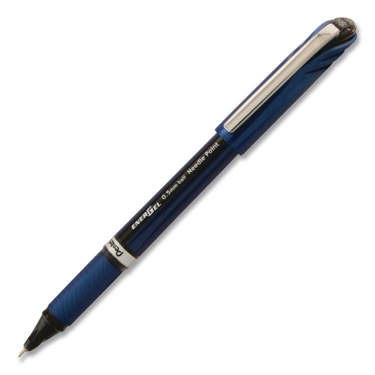 EnerGel NV Gel Pen, Stick, Fine 0.5 mm, Blue Ink, Blue Barrel, Dozen