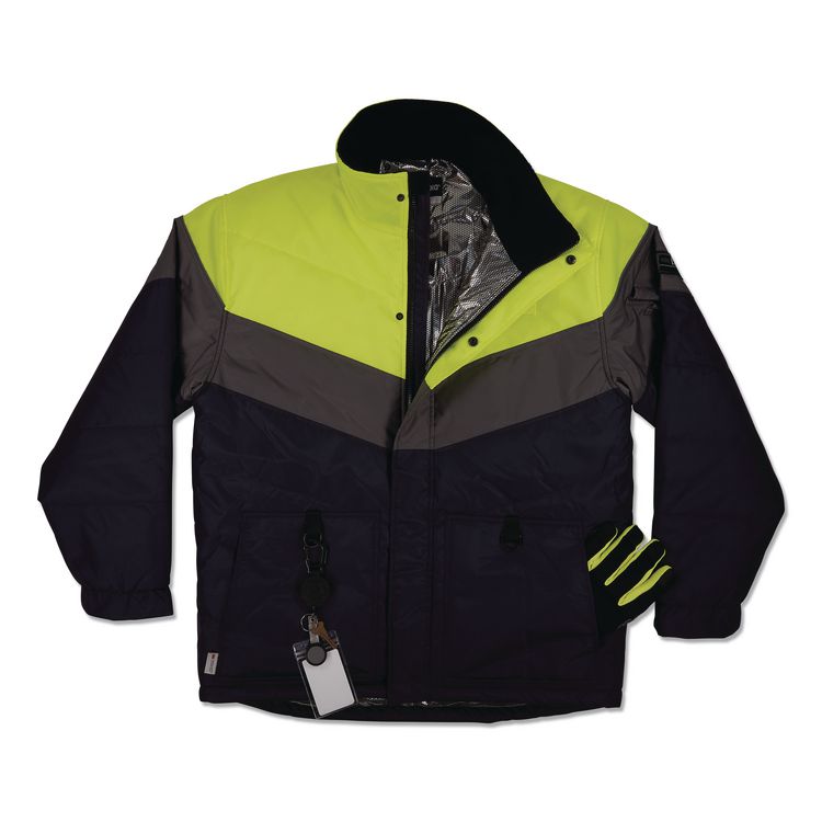 N-Ferno 6464 Insulated Freezer Jacket with AmpliFIRE Heat Reflective Lining, 5X-Large, Navy