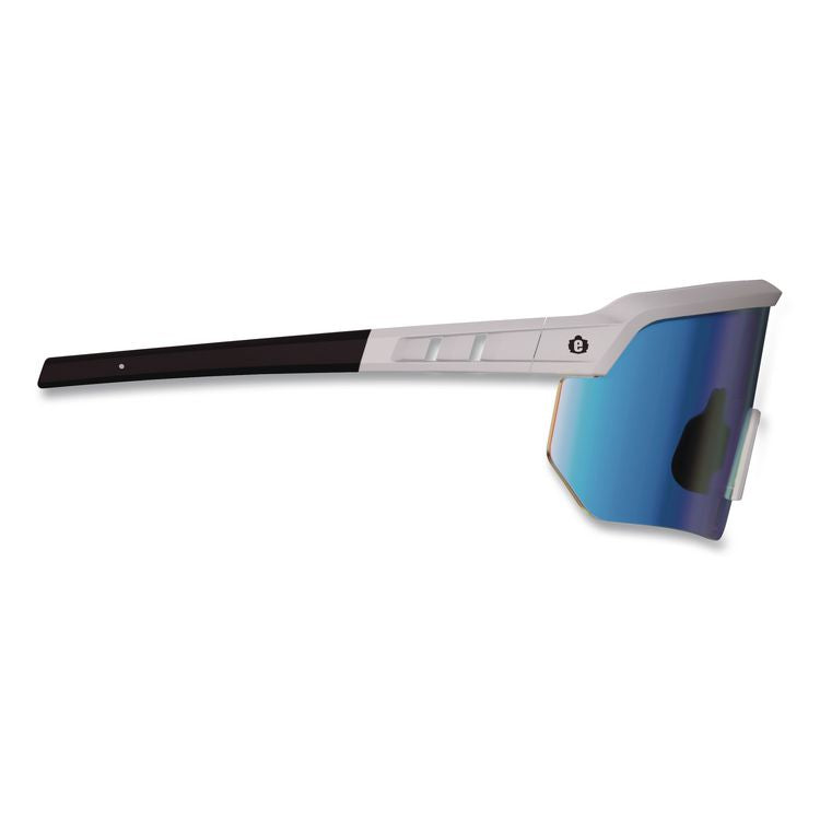 Skullerz AEGIR Color Enhancing Anti-Scratch Anti-Fog Safety Glasses, Matte Gray Half Frame, Mirrored Ice Blue Single Lens