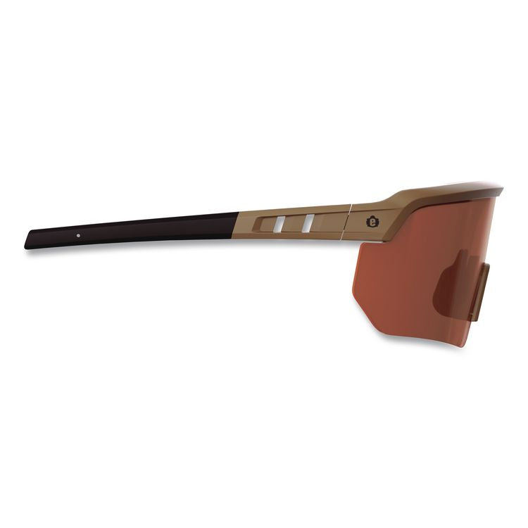 Skullerz AEGIR Color Enhance Anti-Scratch Anti-Fog Safety Glasses, Matte Desert Half Frame, High Contrast Bronze Single Lens