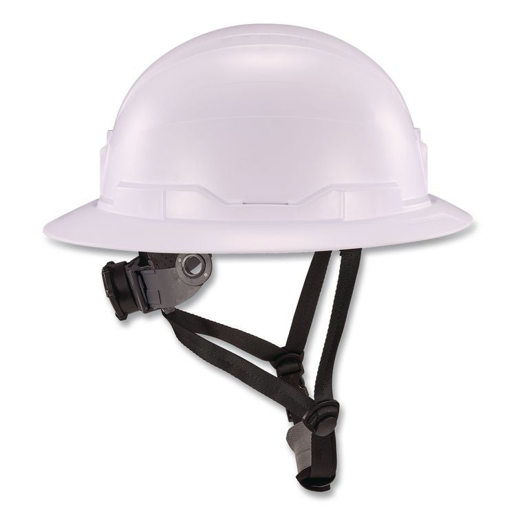 Skullerz 8963 Full Brim Class E Safety Helmet, 6-Point Standard Ratchet Suspension, One Size Fits Most (6.5 to 8), White