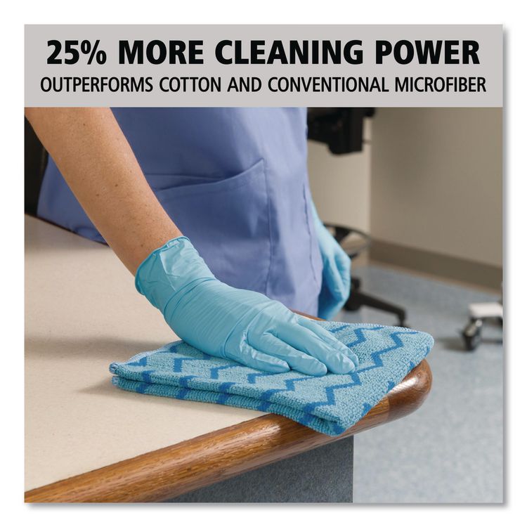 HYGEN Microfiber Cleaning Cloths, 16 x 16, Blue, 12/Carton