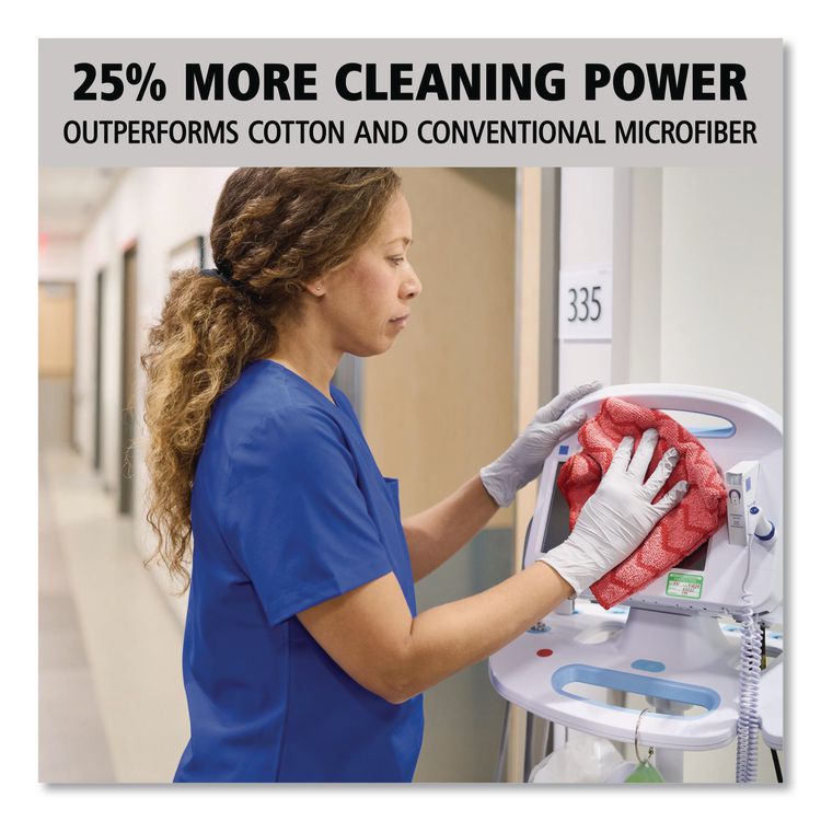 HYGEN Microfiber Cleaning Cloths, 16 x 16, Red, 12/Carton