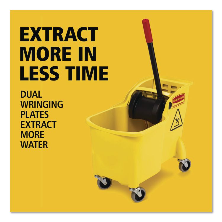 Tandem 31-Quart Bucket/Wringer Combo, Reverse, 31 qt, Yellow