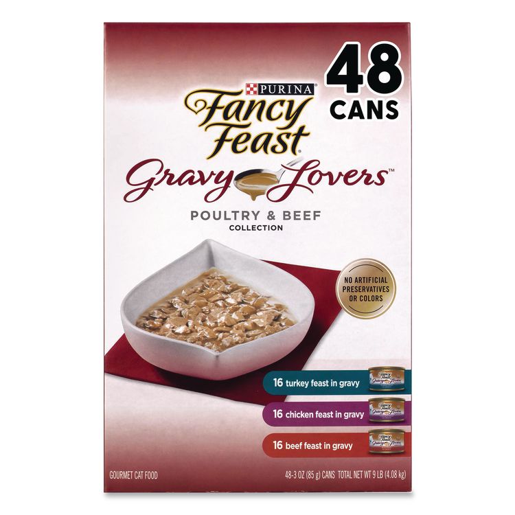 Gravy Lovers Poultry and Beef Variety Pack, Assorted Flavors, 3 oz Can, 48/Carton