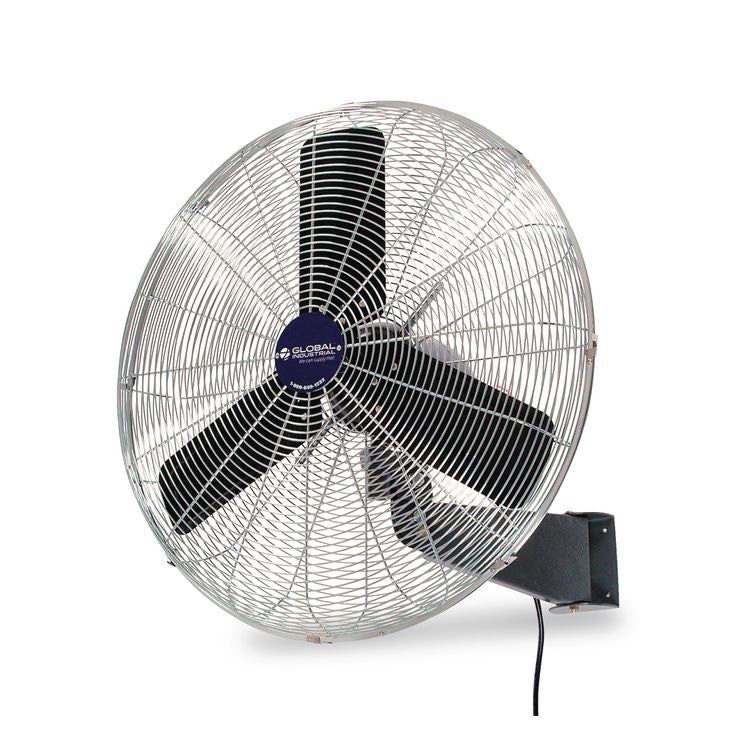 Oscillating Wall Mount Fan, 24", 3 Speeds, Black