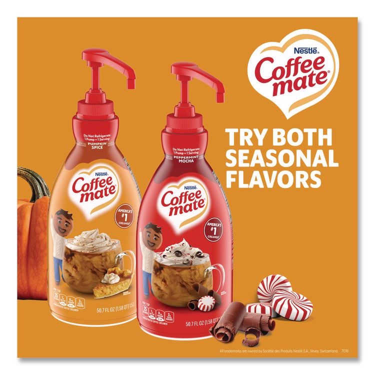 Liquid Coffee Creamer, Pumpkin Spice, 1.5 L Pump Bottle, 2/Carton