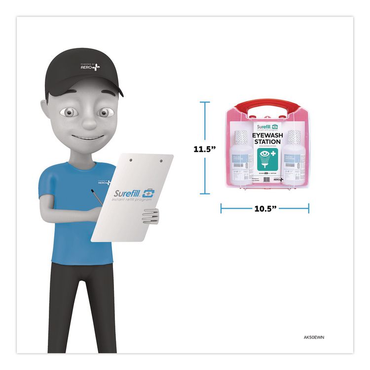 Emergency Eyewash Station 50 Series, 16 oz Bottle, 2 Bottles/Station