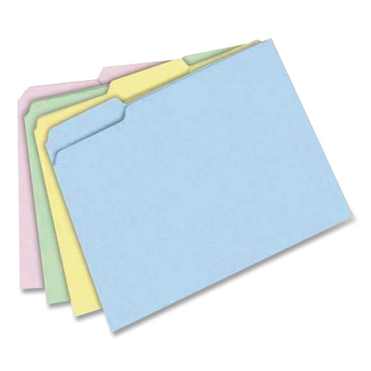 Pastel Colored File Folders, 1/3-Cut Tabs: Assorted, Letter Size, Assorted Colors, 100/Box