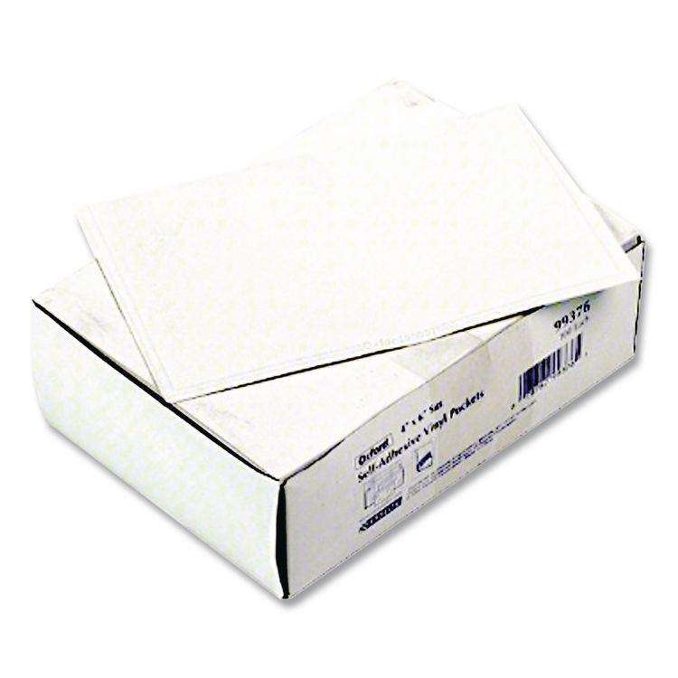 Self-Adhesive Pockets, 6" x 4", Clear Front/White Back, 100/Box