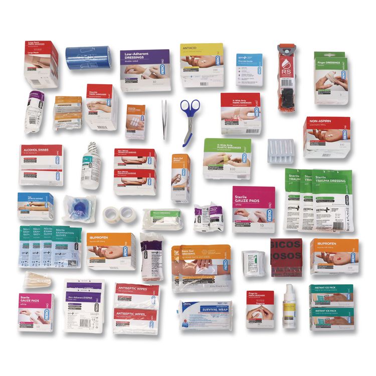 150 Series Class B 4-Shelf First Aid Cabinet - Meds, 150 Person, 855 Pieces, Metal Case