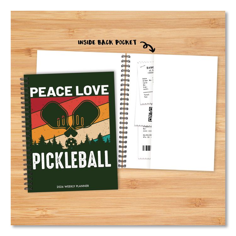 Pickleball Weekly/Monthly Planner, 8.5 x 6.5, Multicolor Cover, 12-Month (Jan to Dec): 2026
