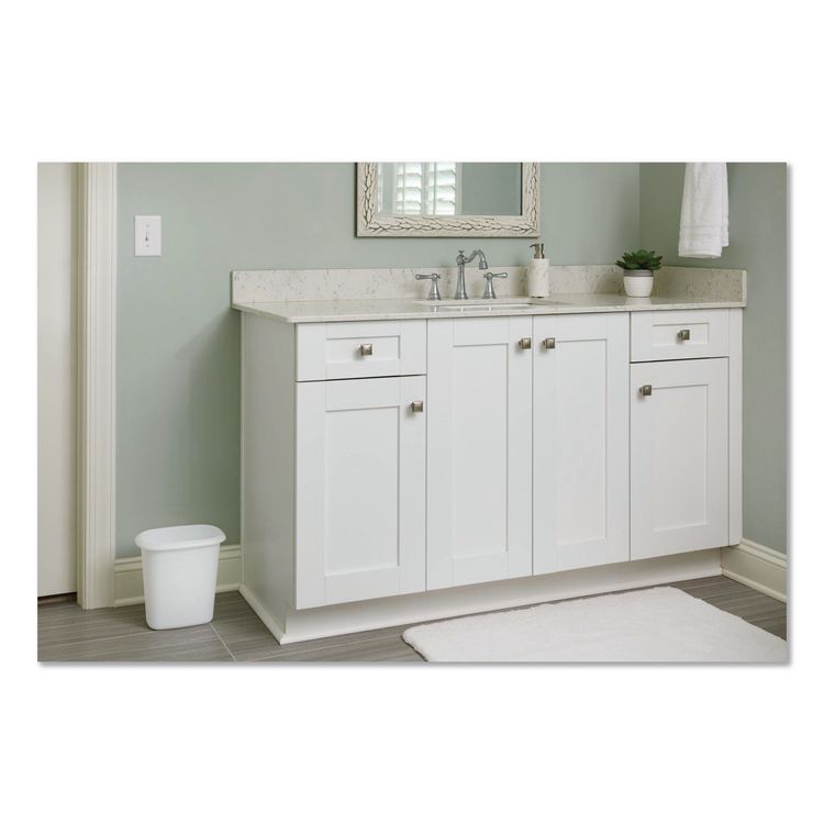 Open-Top Wastebasket, 6 qt, Plastic, White, 6/Carton