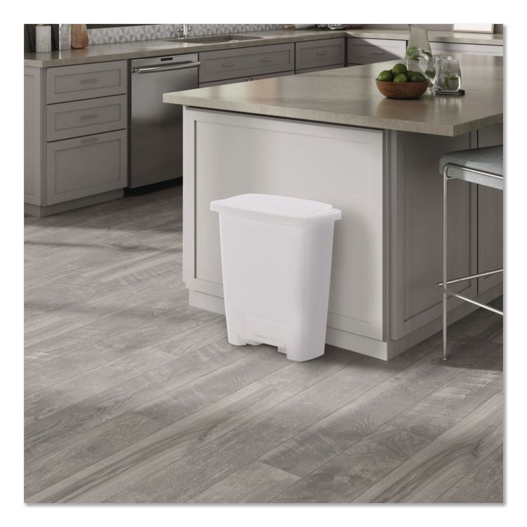 Step-On Waste Can, 8.25 gal, Plastic, White